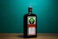 Bottle of Jagermeister alcohol drink, German digestif made with 56 herbs and spices. Royalty Free Stock Photo